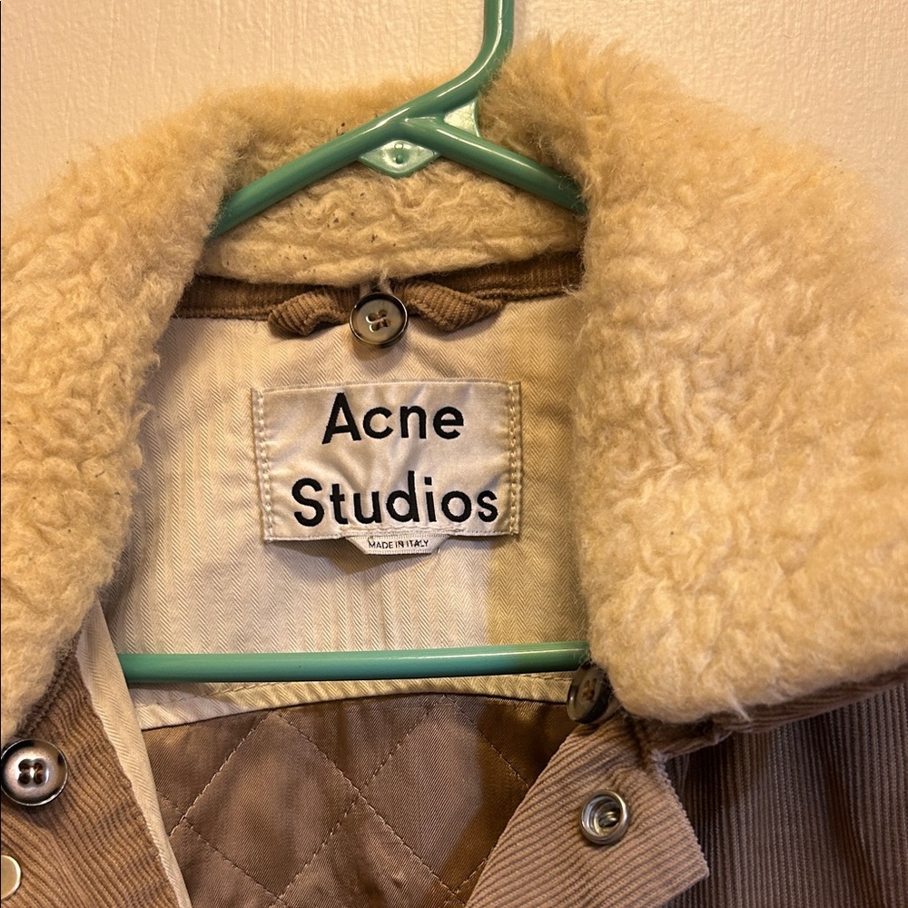 Acne Studios Beige Jacket with Shearling Collar